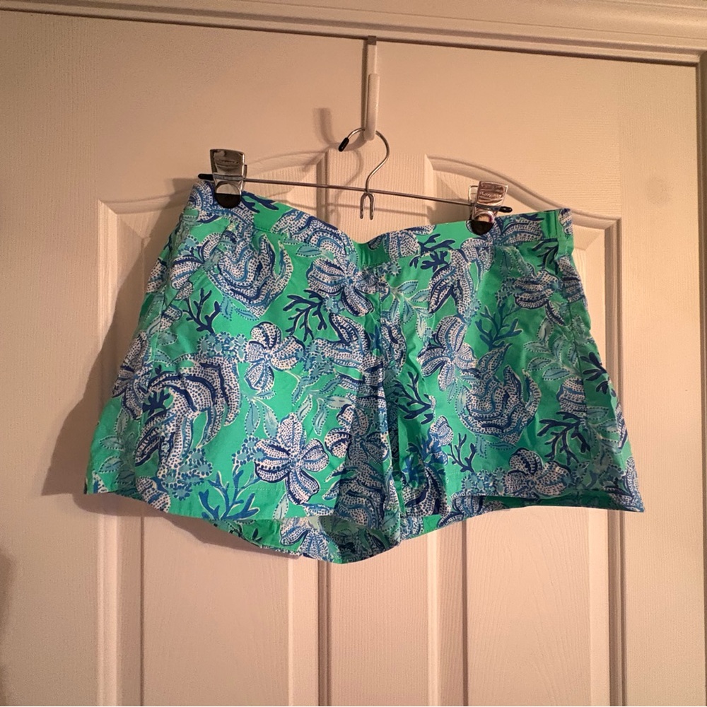 Lilly Pulitzer Green and Blue Floral Shorts